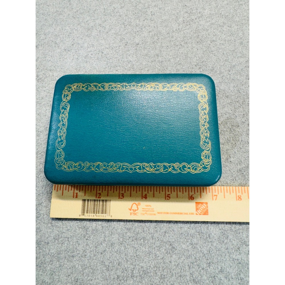 Vintage Farrington Jewelry Box Teal Blue Pink‎ Satin Mid Century Vanity Case